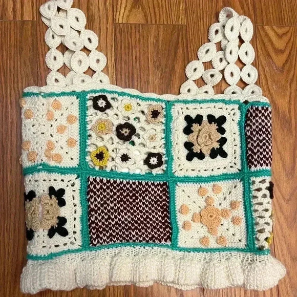 NWT Sea New York Granny Gracie Crochet Tank Top Ivory M - Picture 6 of 9